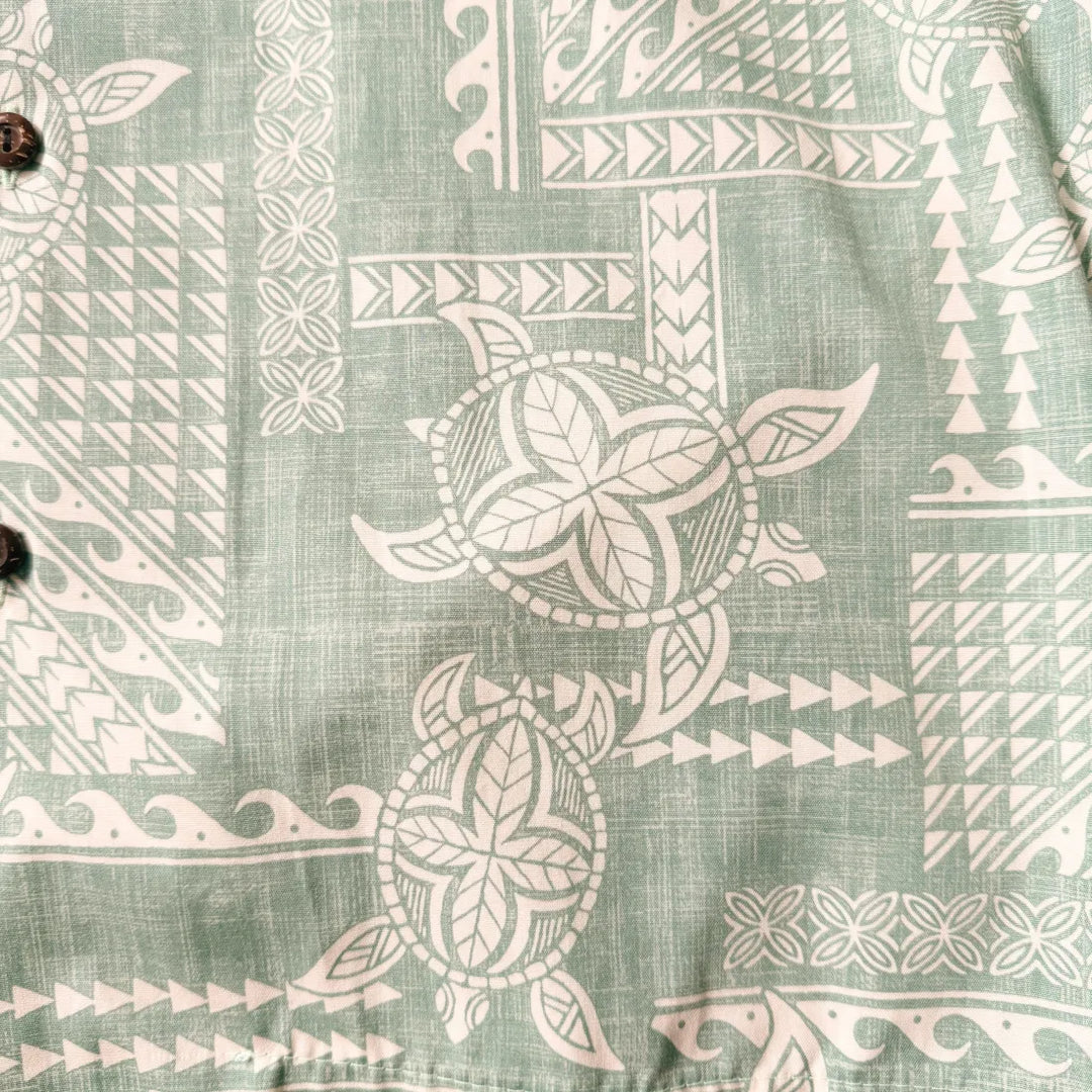 Honu Green Hawaiian Cotton Shirt - Made in Hawaii