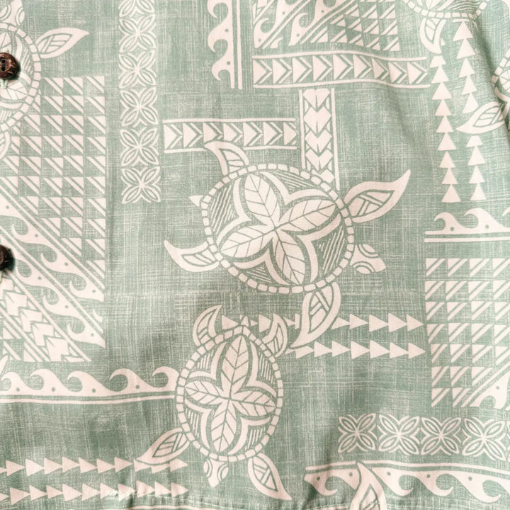 Honu Green Hawaiian Cotton Shirt - Made in Hawaii