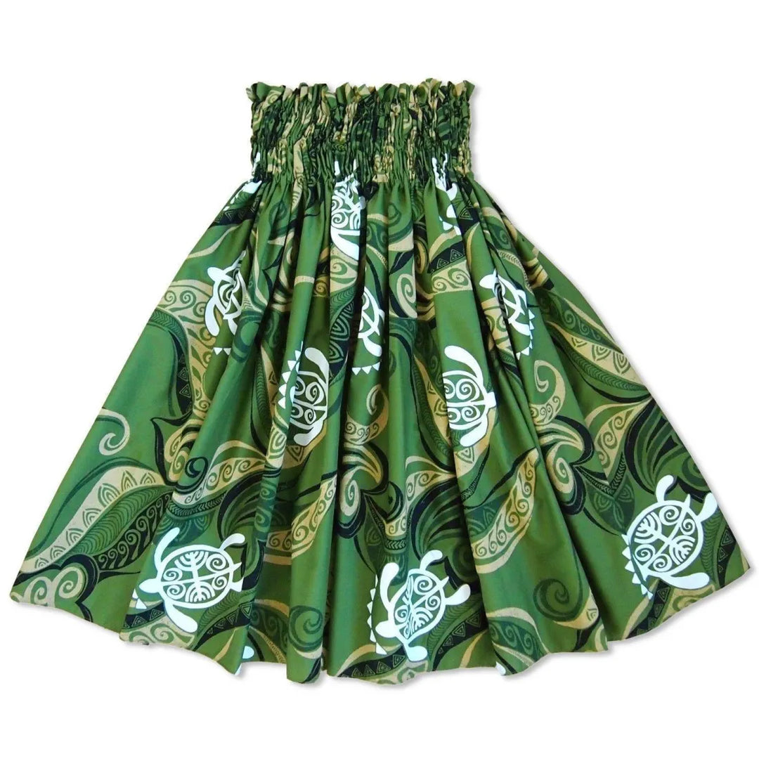 Honu Swim Green Single Pa’u Hawaiian Hula Skirt - Made in Hawaii