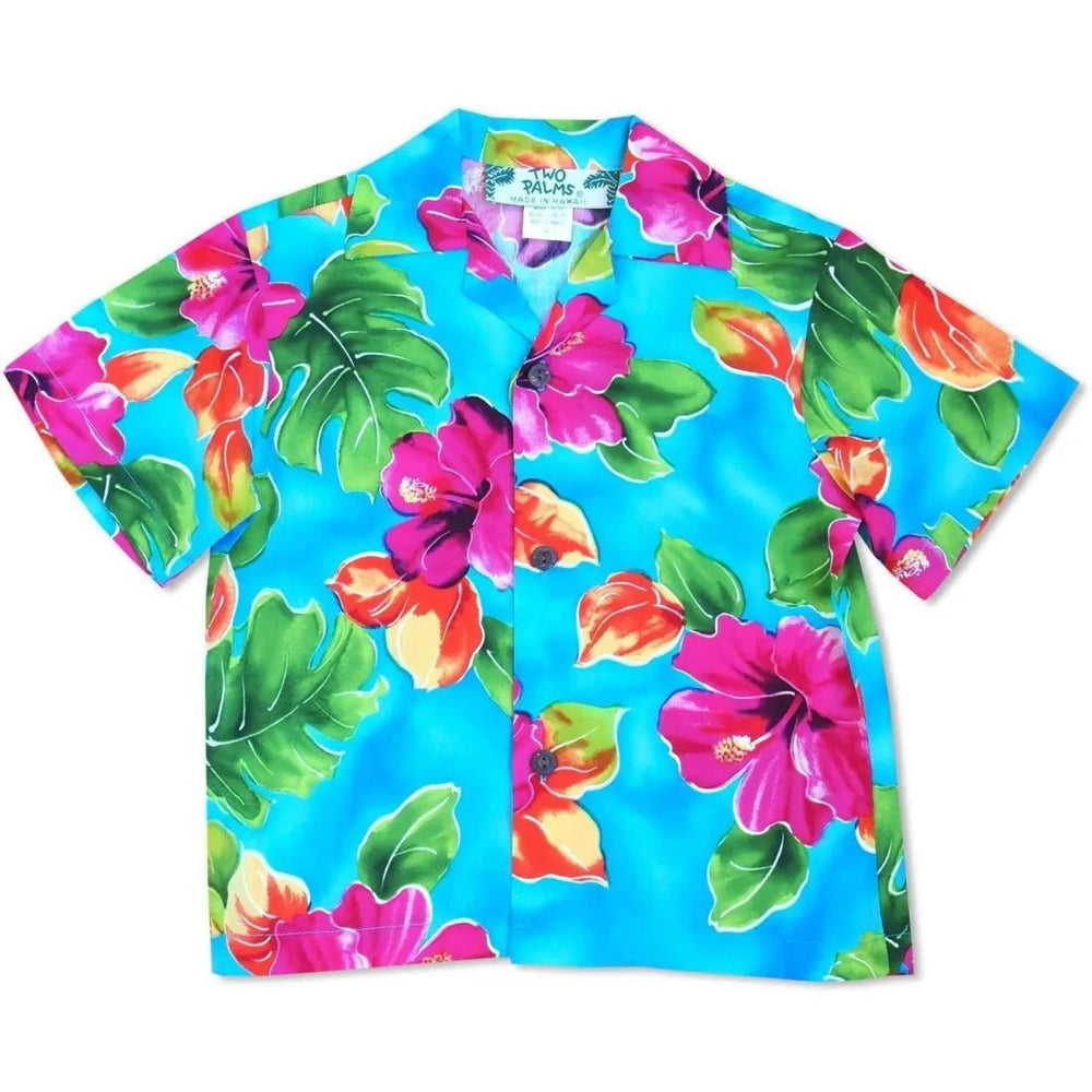 Hoopla Blue Hawaiian Boy Shirt – Authentic Hawaiian Boy's Hawaiian Shirts by Lavahut