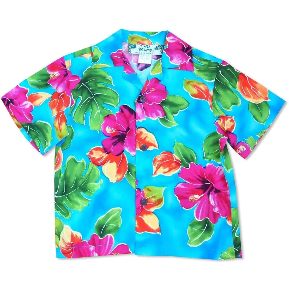 Hoopla Blue Hawaiian Boy Shirt - Made in Hawaii