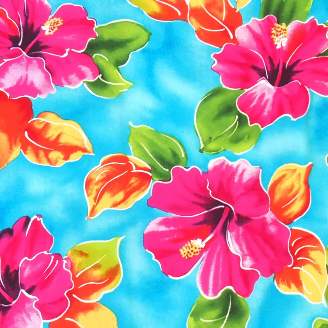 Hoopla Blue Hawaiian Rayon Fabric by the Yard - Made in Hawaii