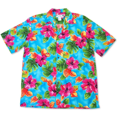Hoopla Blue Hawaiian Rayon Shirt - Made In Hawaii