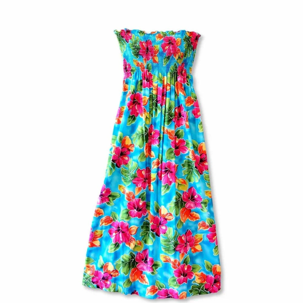 Hoopla Blue Maxi Hawaiian Dress – Authentic Hawaiian Long Dresses by Lavahut