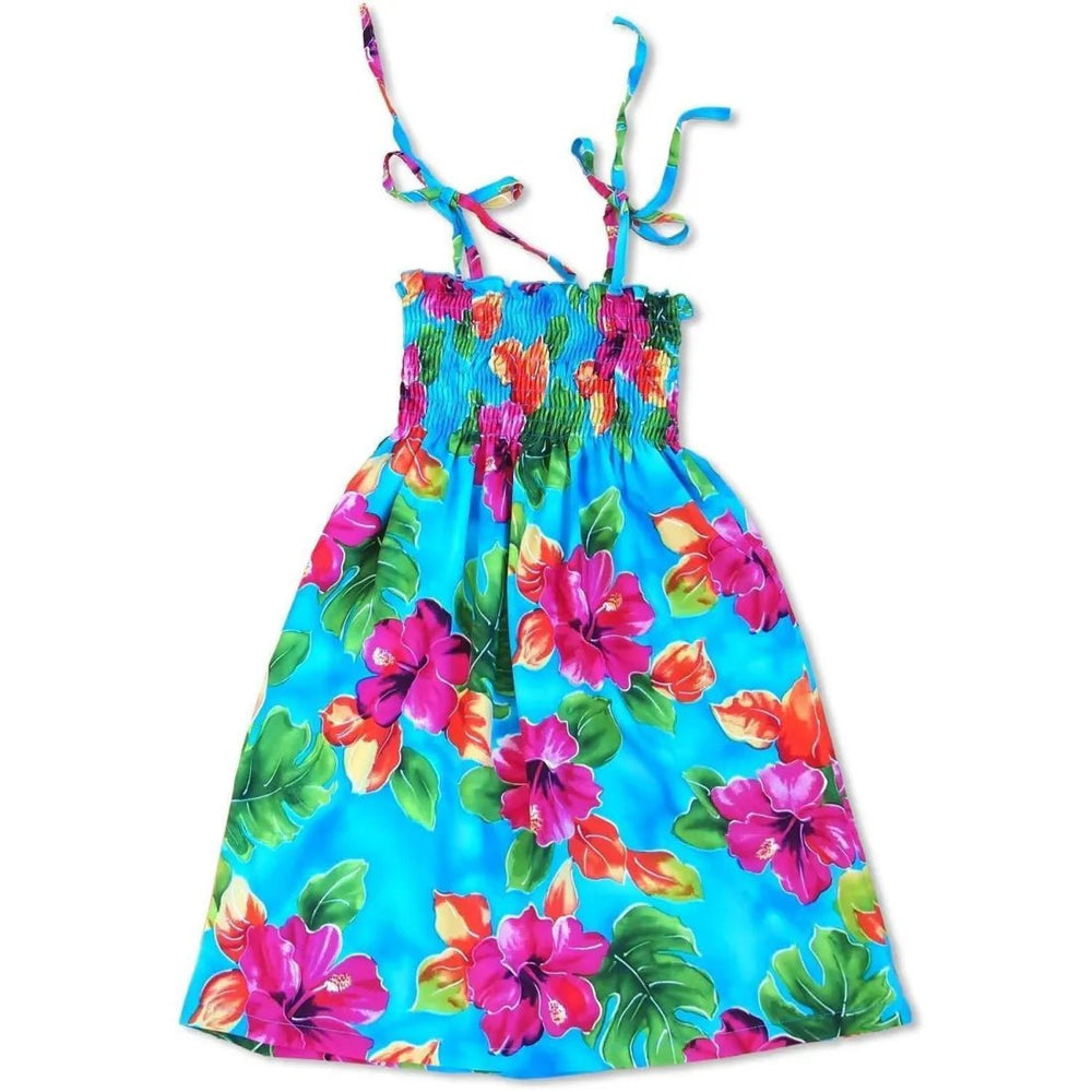 Hoopla Blue Sunkiss Hawaiian Girl Dress – Authentic Hawaiian Girl's Hawaiian Dresses by Lavahut