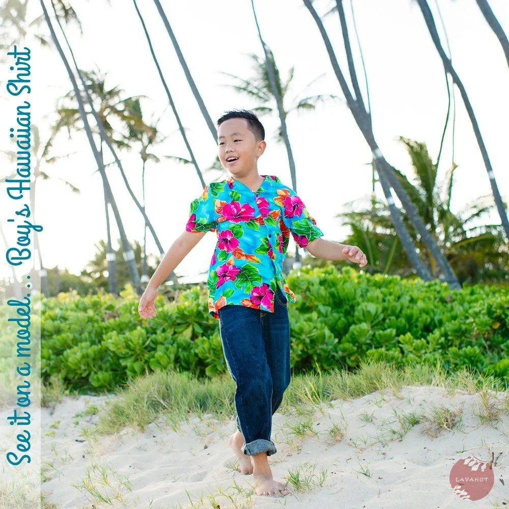 Hoopla White Hawaiian Boy Shirt – Authentic Hawaiian Boy's Hawaiian Shirts by Lavahut