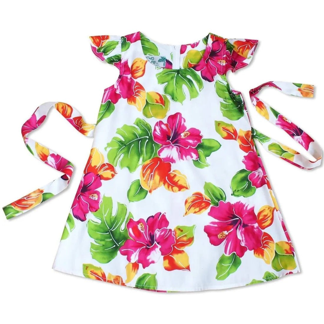 Hoopla White Hawaiian Girl Rayon Dress – Authentic Hawaiian Girl's Hawaiian Dresses by Lavahut