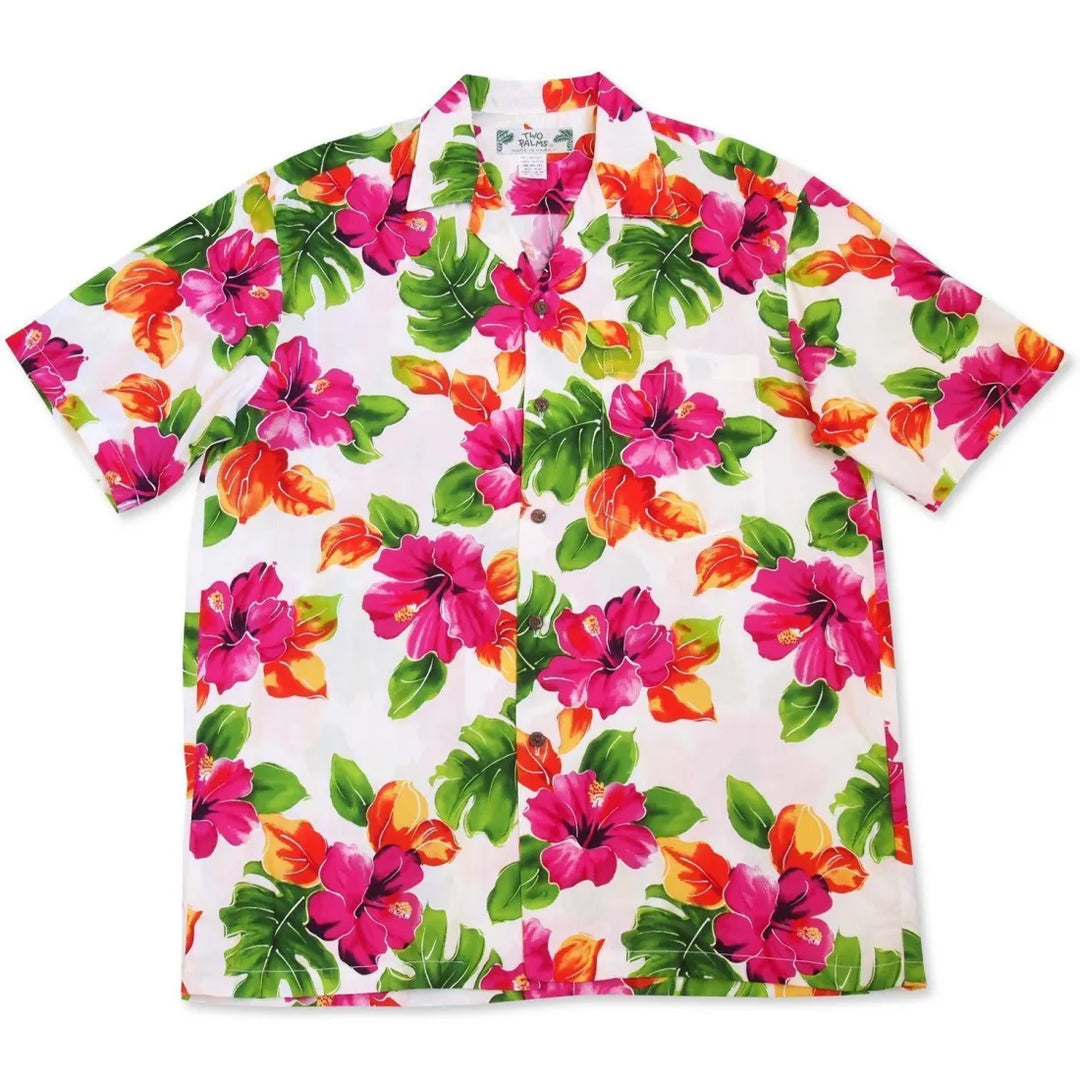 Hoopla White Hawaiian Rayon Shirt - Made in Hawaii