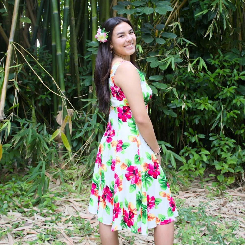 Hoopla White Molokini Hawaiian Dress – Authentic Hawaiian Women's Dress by Lavahut