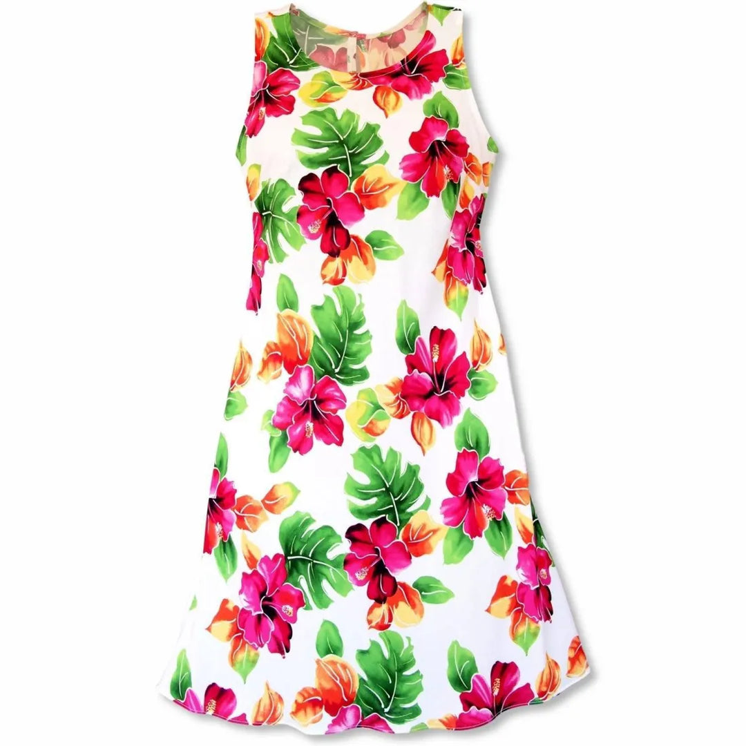 Hoopla White Rhythm Hawaiian Dress - Made in Hawaii