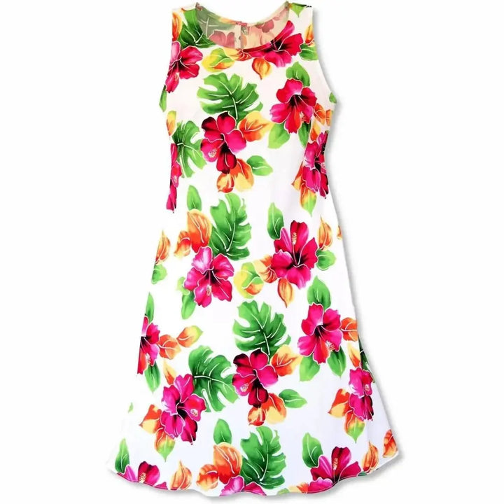 Hoopla White Rhythm Hawaiian Dress - Made in Hawaii