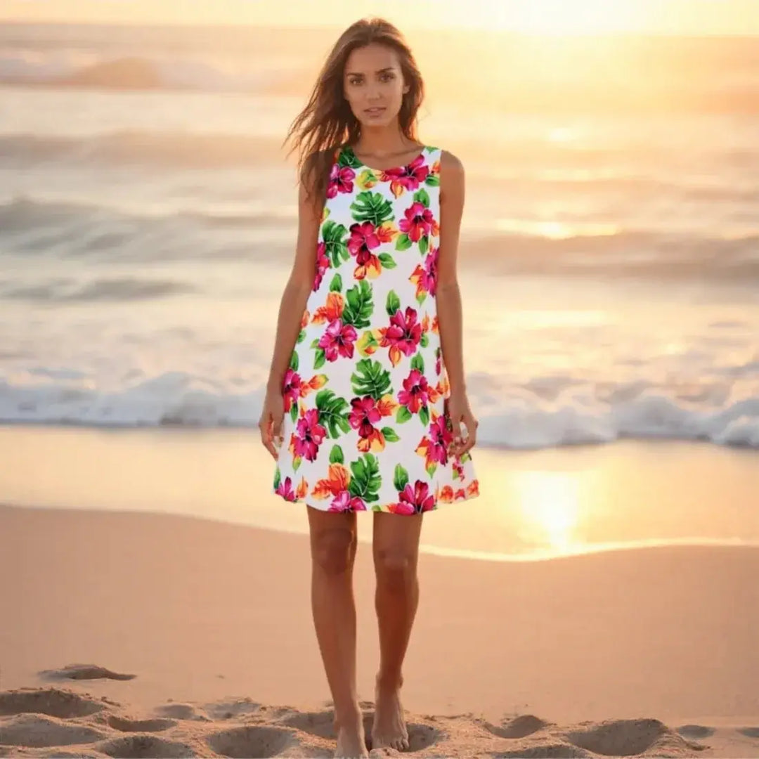 Hoopla White Rhythm Hawaiian Dress - Made in Hawaii