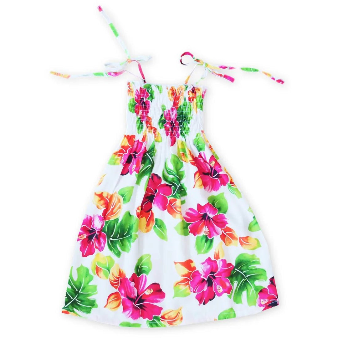 Hoopla White Sunkiss Hawaiian Girl Dress – Authentic Hawaiian Girl's Hawaiian Dresses by Lavahut