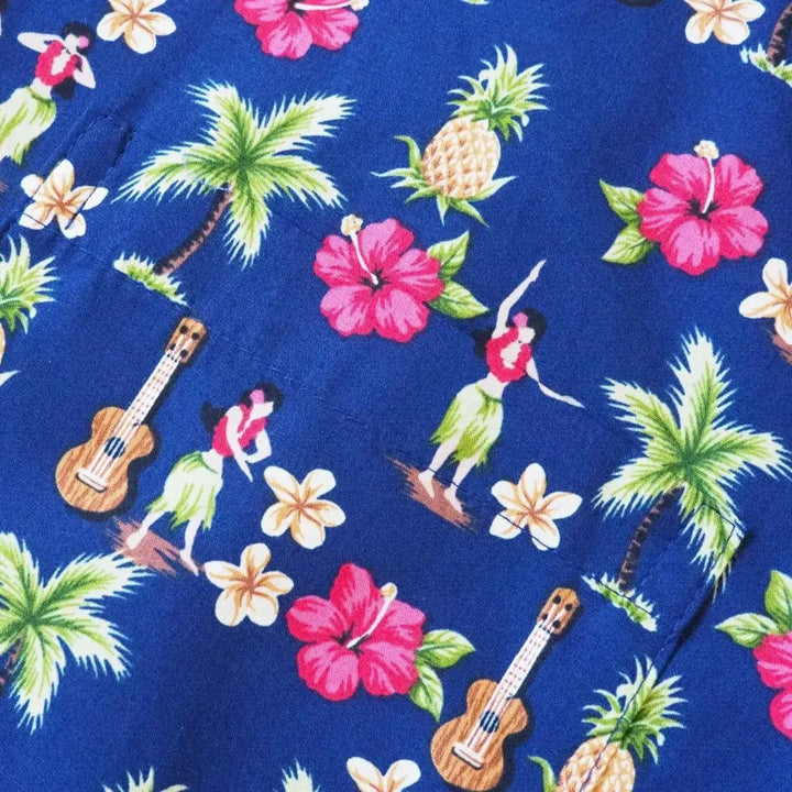 Hula Dream Blue Hawaiian Cotton Shirt - Made in Hawaii