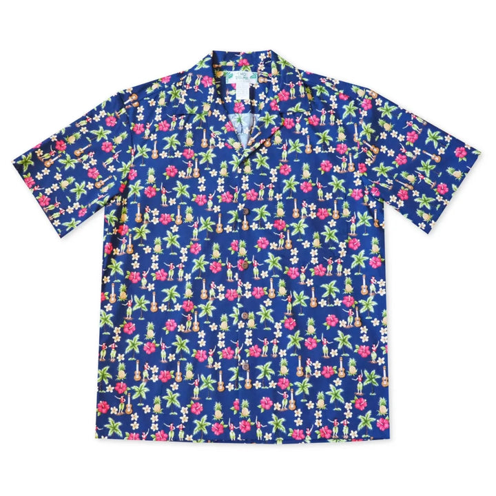 Hula Dream Blue Hawaiian Cotton Shirt - Made in Hawaii