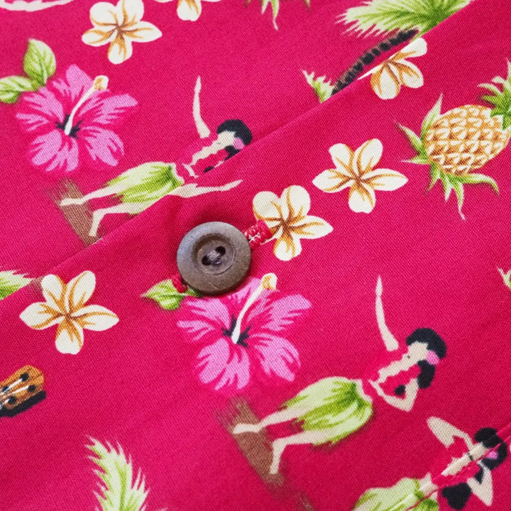 Hula Dream Red Hawaiian Cotton Shirt - Made in Hawaii