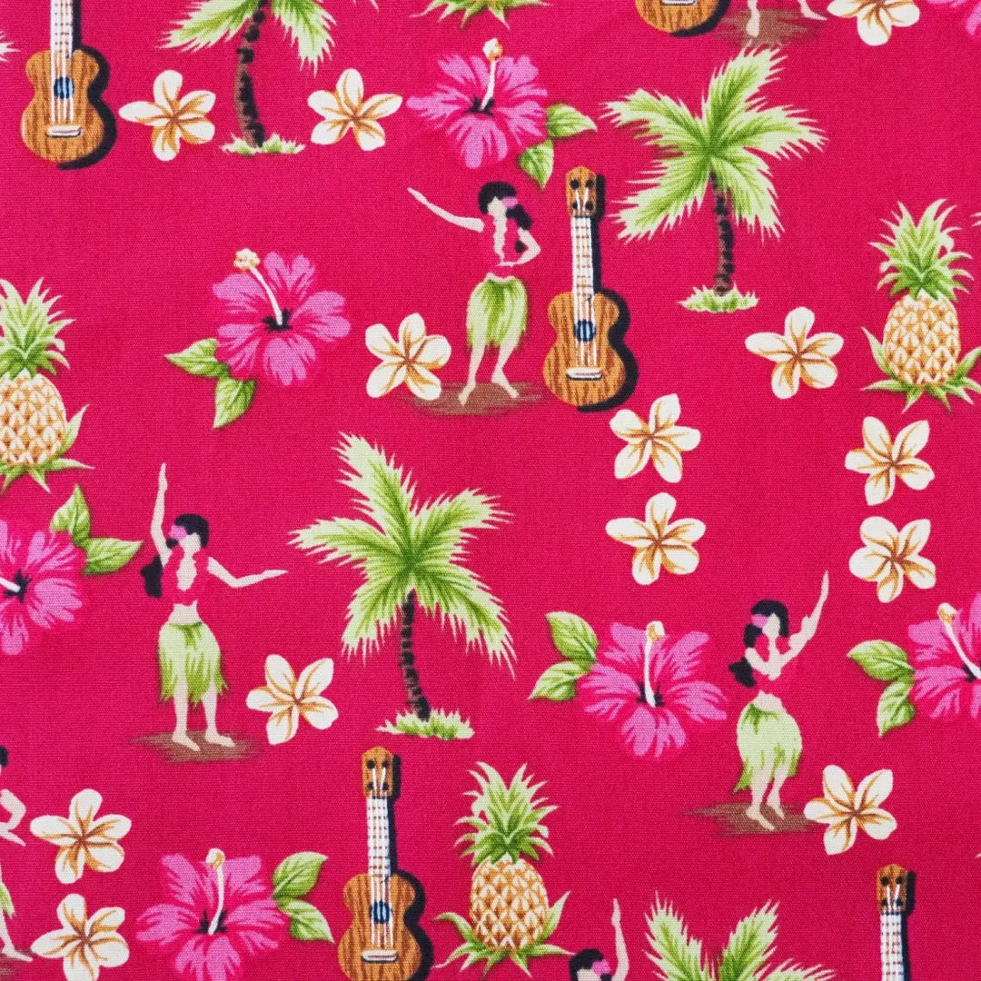 Hula Dream Red Hawaiian Cotton Shirt - Made in Hawaii