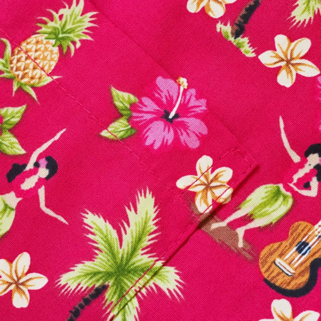 Hula Dream Red Hawaiian Cotton Shirt - Made in Hawaii