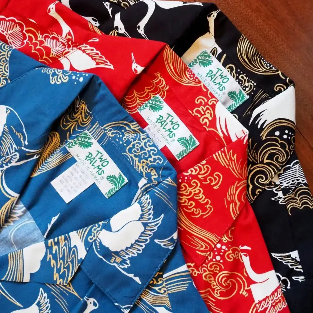 Island Breeze Crane Black Hawaiian Rayon Shirt - Made in Hawaii