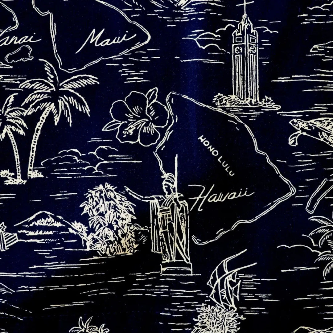 Island Cruise Black Hawaiian Rayon Shirt - Made in Hawaii