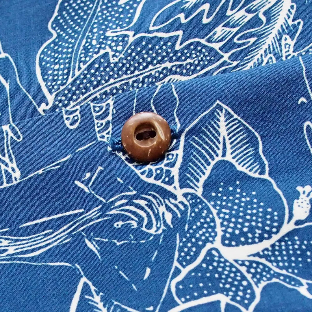 Island Hop Blue Hawaiian Rayon Shirt Made in Hawaii