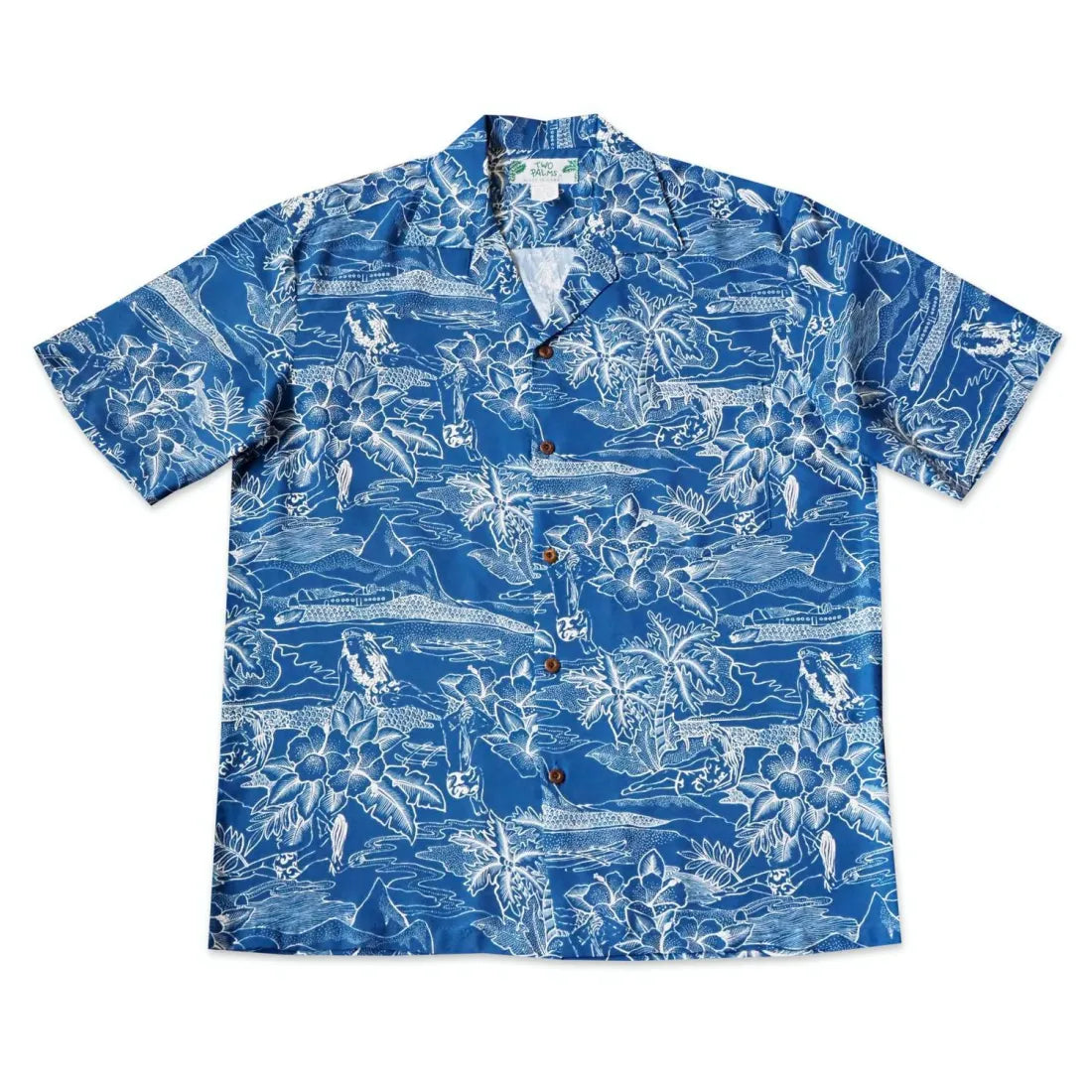 Island Hop Blue Hawaiian Rayon Shirt - Made In Hawaii