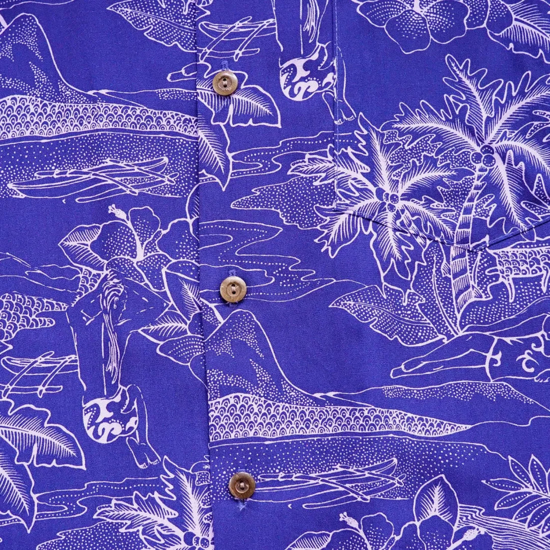 Island Hop Purple Hawaiian Rayon Shirt - Made in Hawaii