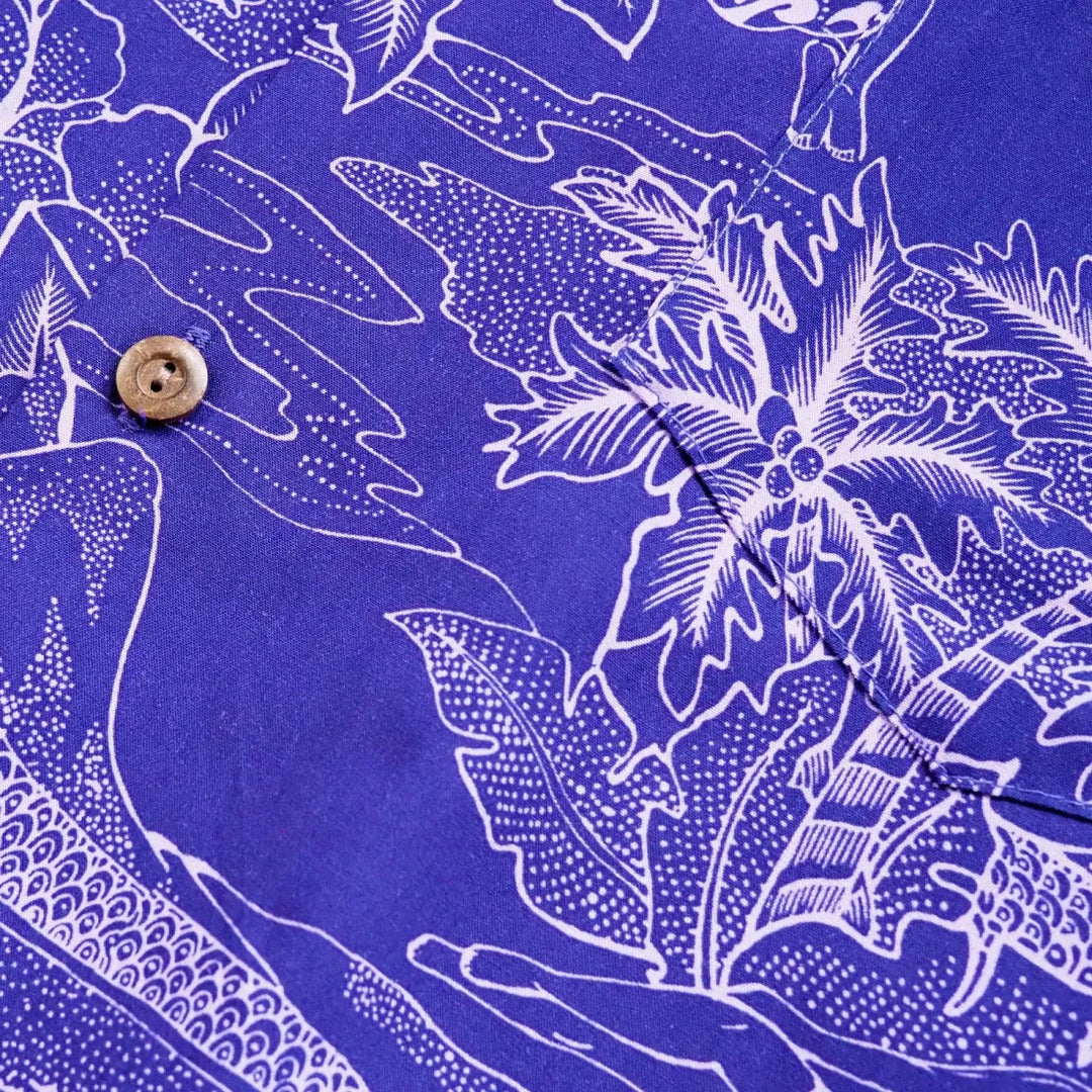 Island Hop Purple Hawaiian Rayon Shirt - Made in Hawaii