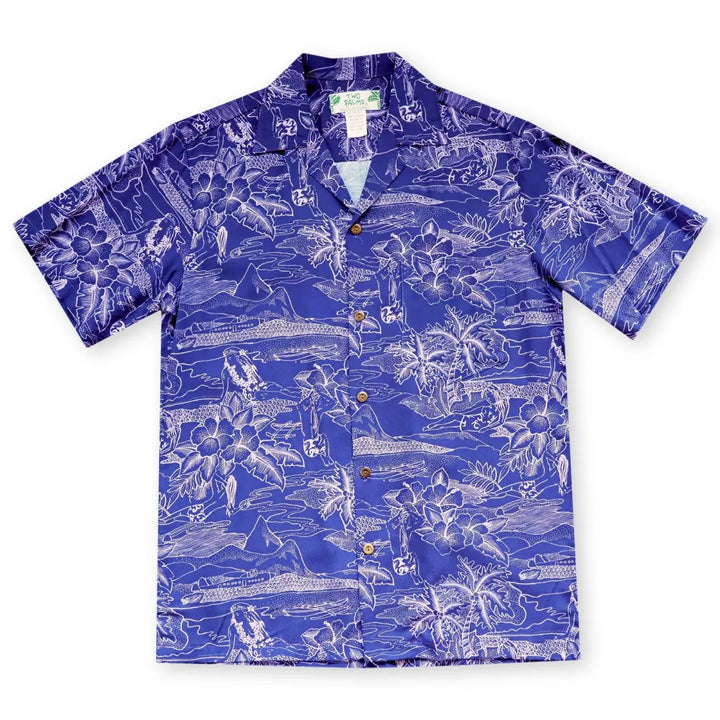 Island Hop Purple Hawaiian Rayon Shirt - Made in Hawaii