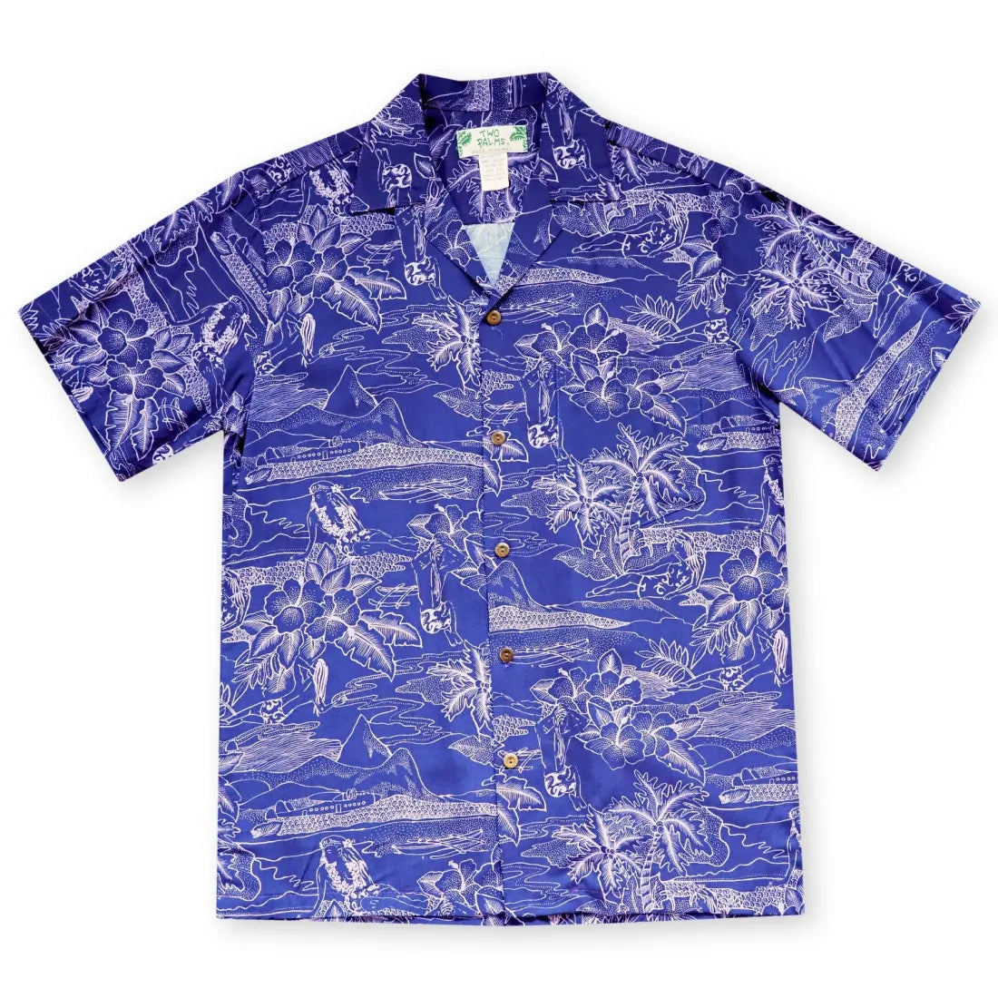 Island Hop Purple Hawaiian Rayon Shirt - Made In Hawaii