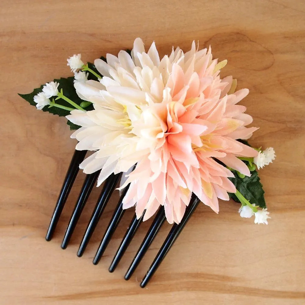 Island Mums Orange/cream Hawaiian Hair Comb - Made in Hawaii