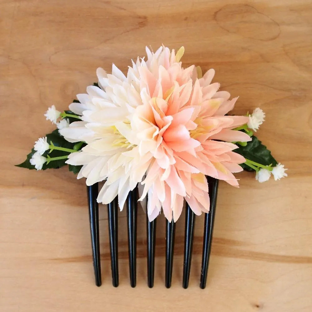 Island Mums Orange/cream Hawaiian Hair Comb - Made in Hawaii