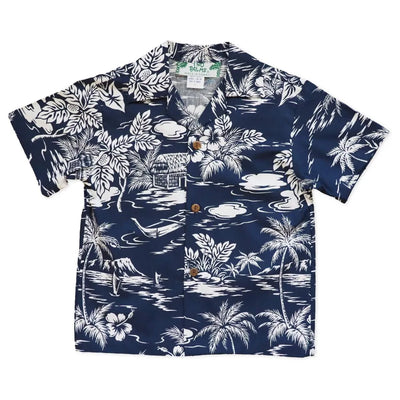 Island Navy Hawaiian Boy Shirt - Made In Hawaii
