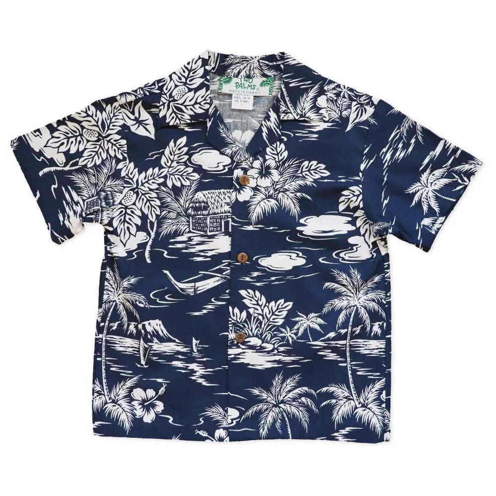 Island Navy Hawaiian Boy Shirt – Authentic Hawaiian Boy's Hawaiian Shirts by Lavahut