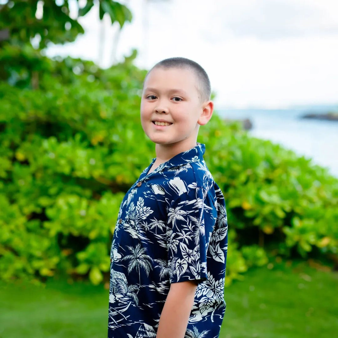 Island Navy Hawaiian Boy Shirt – Authentic Hawaiian Boy's Hawaiian Shirts by Lavahut
