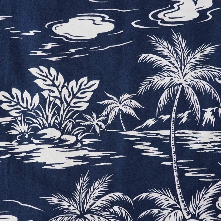 Island Navy Hawaiian Cotton Shirt - Made in Hawaii