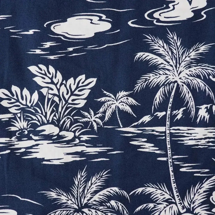 Island Navy Hawaiian Cotton Shirt Made in Hawaii