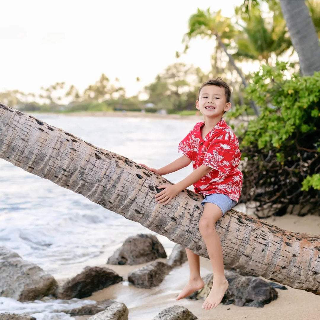 Island Red Hawaiian Boy Shirt – Authentic Hawaiian Boy's Hawaiian Shirts by Lavahut