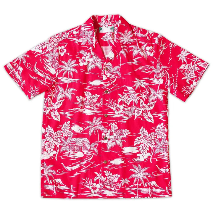 Island Red Hawaiian Cotton Shirt - Made in Hawaii