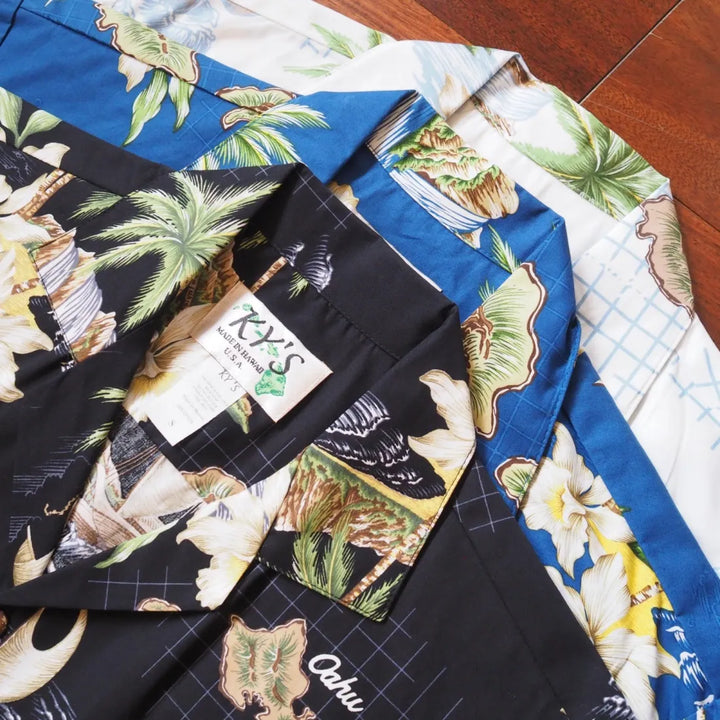 Island Voyage Black Hawaiian Cotton Shirt - Made in Hawaii