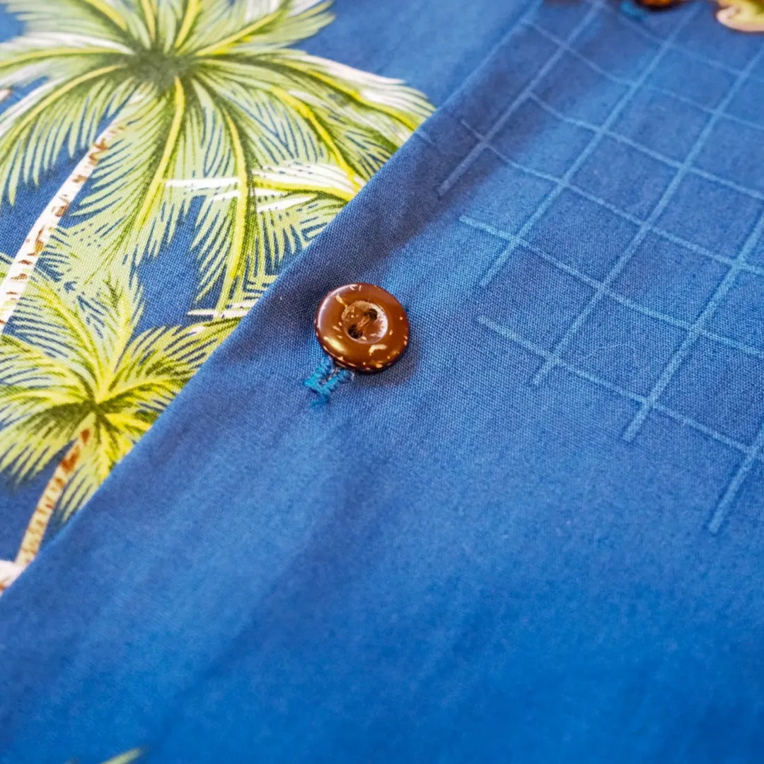 Island Voyage Blue Hawaiian Cotton Shirt - Made in Hawaii