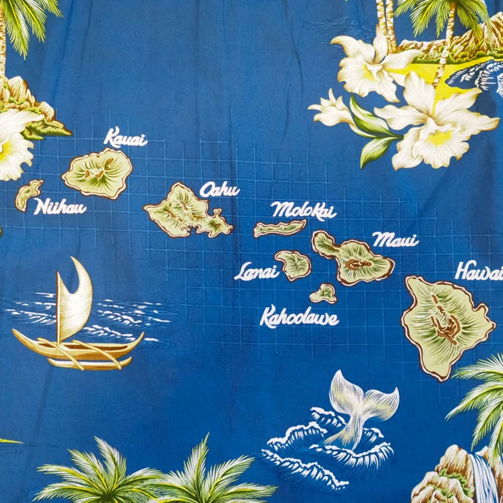 Island Voyage Blue Hawaiian Cotton Shirt - Made in Hawaii