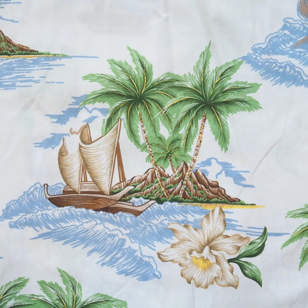 Island Voyage White Hawaiian Cotton Shirt - Made in Hawaii