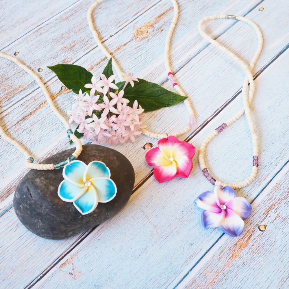 Jazzy Plumeria Pink Pendant Hawaiian Necklace - Made in Hawaii