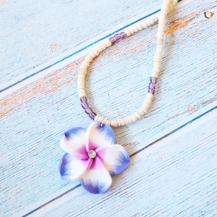 Jazzy Plumeria Purple Pendant Hawaiian Necklace - Made in Hawaii