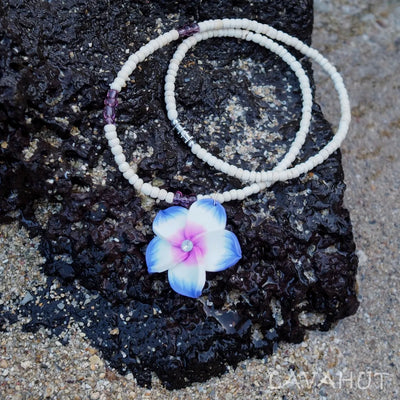 Jazzy Plumeria Purple Pendant Hawaiian Necklace - Made In Hawaii