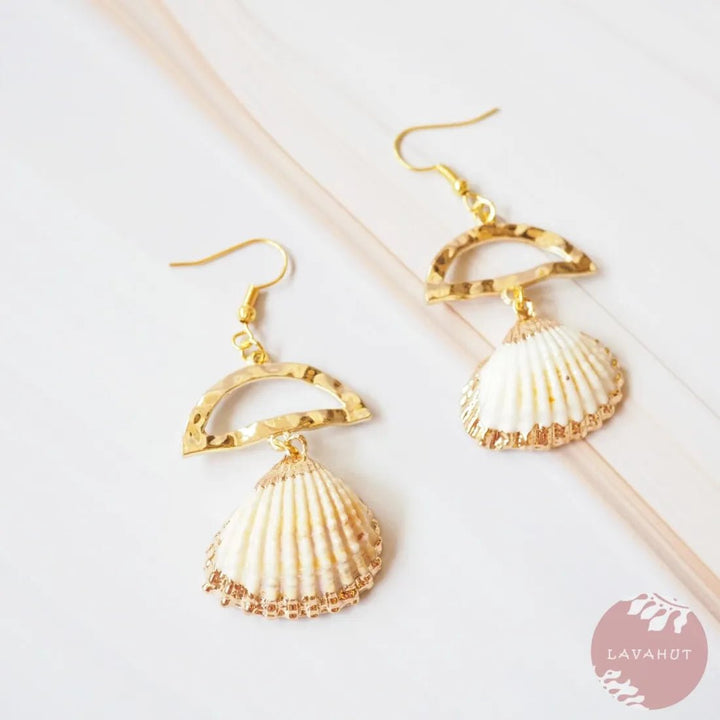 Jazzy White Ark Seashell Drop Earrings – Authentic Hawaiian Earrings by Lavahut