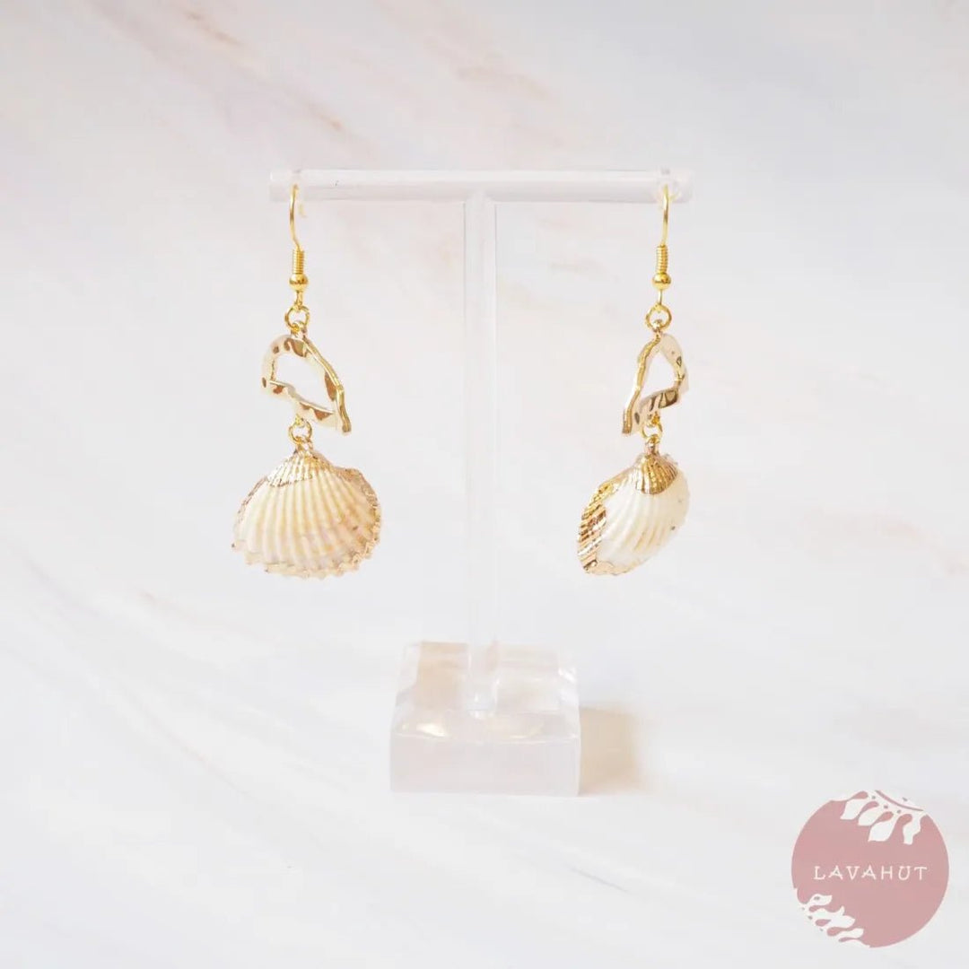 Jazzy White Ark Seashell Drop Earrings – Authentic Hawaiian Earrings by Lavahut