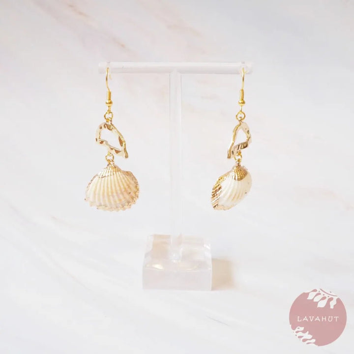 Jazzy White Ark Seashell Drop Earrings – Authentic Hawaiian Earrings by Lavahut
