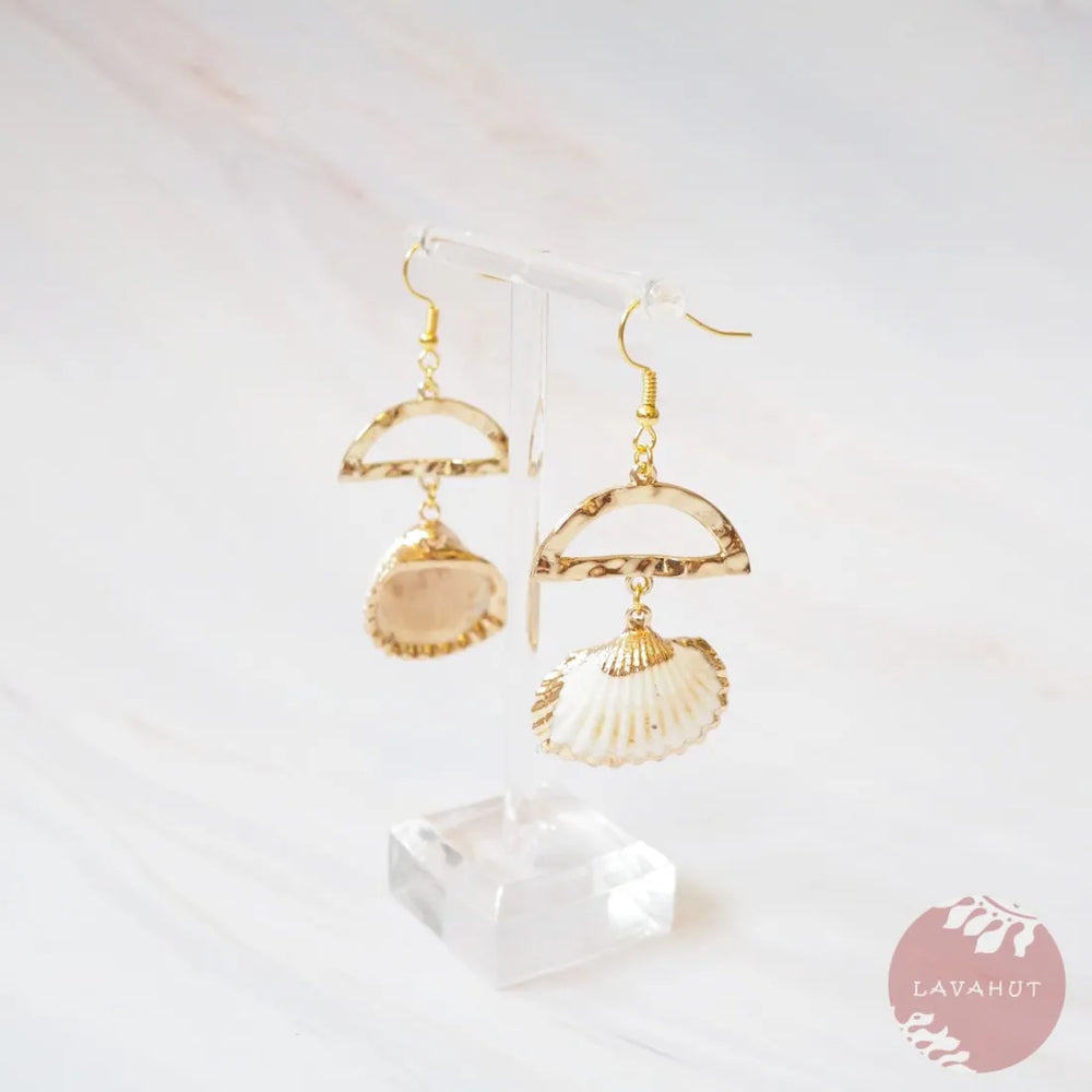 Jazzy White Ark Seashell Drop Earrings - Made in Hawaii